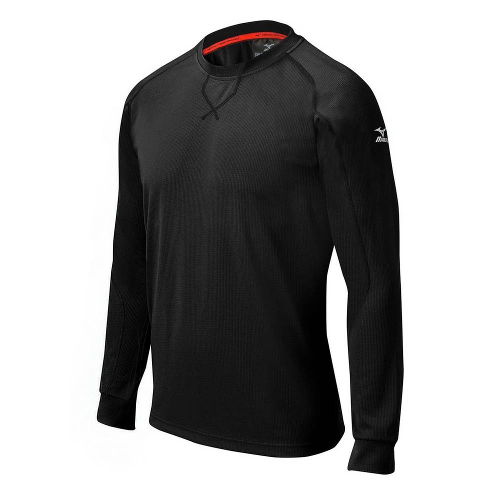 Mizuno Men's Comp Long Sleeve Training Shirt Baseball Tops Black (350504-NJM)